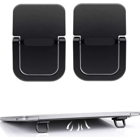 Lntyq Support pour Ordinateur Portable, Lot de 2 Mini Support Autocollant, rehausseur de Clavier Portable Pliable Invisible, Pieds pour Ordinateur Portable avec Silicone antidérapant (Noir) (1/5)