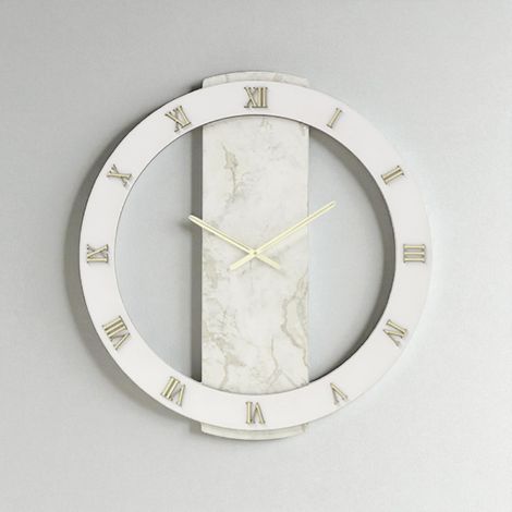 Orologio rotondo D60 cm NOAH in legno rivestito con parato Oro (1/3)