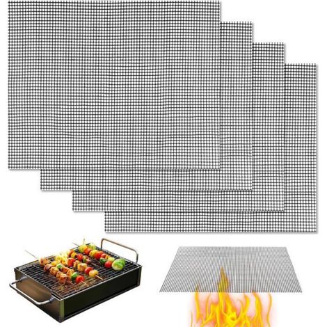 4 Pièces Tapis Cuisson Barbecue, Fibre De Verre, Antiadhésif, Réutilisable, Pour Grille Gaz Charbon Électrique Four (1/5)