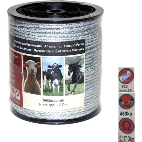 Corda elettrica di qualità superiore da 6 mm brevettata bianco/verde in rotolo da 200 m