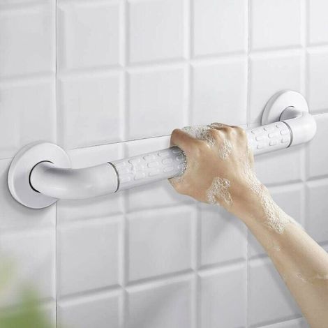 MINKUROW Maniglia Per Doccia, Bcc 30 Cm In Acciaio Inox Antiscivolo Maniglione Maniglia Per Vasca Da Bagno Bianco Fluorescente Barra Di Sicurezza Montata A Parete Adatto Per Disabili/Anziani/Bambini (1/3)