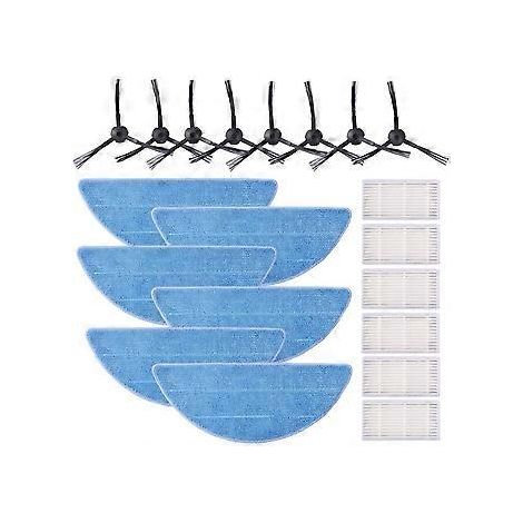 HEPA-Filterset für ZACO v5s pro, ZACO V5x, ILIFE V5s V5 V3s V3 Pro, Seitenbürsten und Wipe6-Filter, 6 Reinigungstücher und 8 Seitenbürsten (1/5)