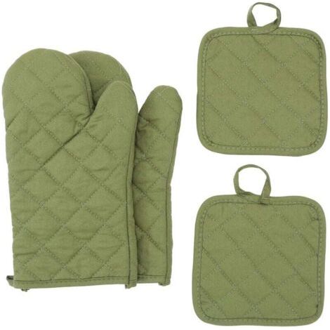 BUNTHAUS PA Ensemble de gants de cuisine et de tapis résistant à la chaleur, résistant à la chaleur jusqu'à 500 degrés Celsius, tapis de cuisine en coton extra épais résistant à la chaleur (12 pouces, (1/4)