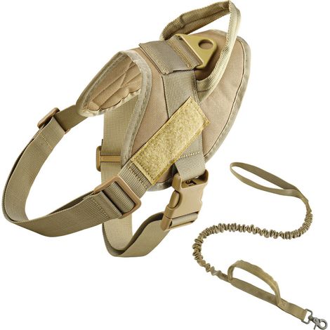 Filiyano-Harnais tactique multifonctionnel pour chien, taille L (20-34 kg) - Gilet robuste, anti-traction et respirant avec poignée, kaki (1/5)