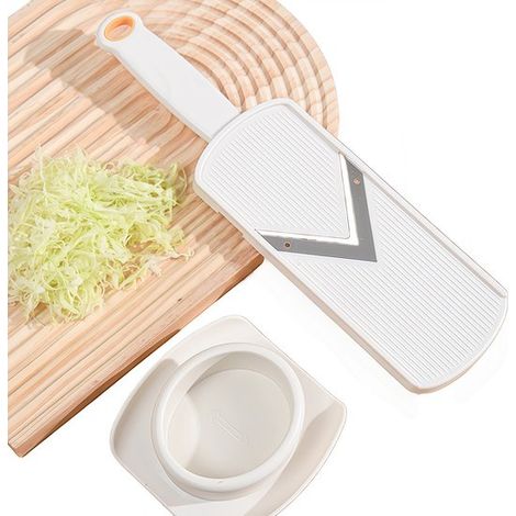 Cortador de verduras, Pepino, Estilo japonés, Multifuncional, Utensilios de cocina de plástico, Gadgets, Rallador, Lechuga y cebollas, Blanco (1/5)