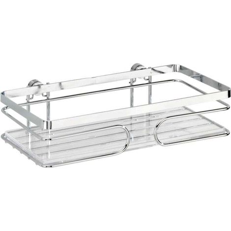 Etagère Murale de douche Premium , Panier de douche fixation murale, Vis et chevilles incluses, Acier inoxydable, 24x 6,5x13,5 cm, Argent brillant (1/4)