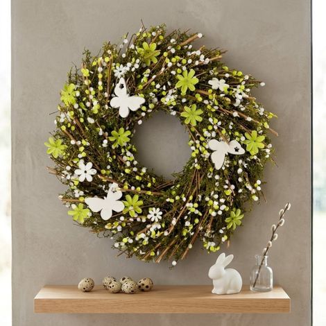 Springtime Twig Floral Butterfly Wreath (1/2)