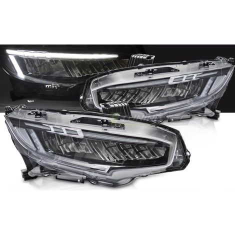 Paire de feux phares Honda Civic de 2016 a 2021 FULL LED DRL Dyn Noir-41433548 (1/4)
