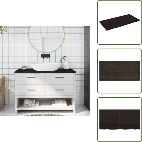Waschtischplatte Dunkelbraun 120x60x(2-4)cm Massivholz - Waschtischplatte - Eichenholz Platte - Holz Arbeitsfläche - Badrenovierung - Möbelstück (1/5)