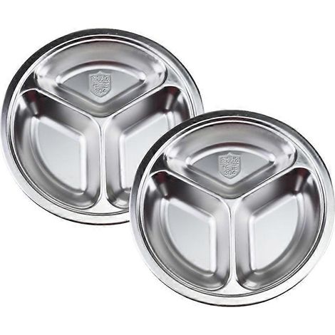 Plats de service en acier inoxydable épais, 22 x 22 cm, argentés, faciles à nettoyer (lot de 2), pour la restauration rapide et les repas. (1/5)