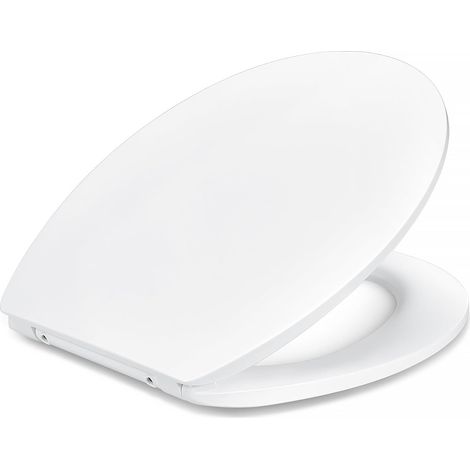 Sedile WC ovale, chiusura ammortizzata, cerniere a sgancio rapido, misura universale, urea antistatica, finitura porcellana, bianco (1/5)