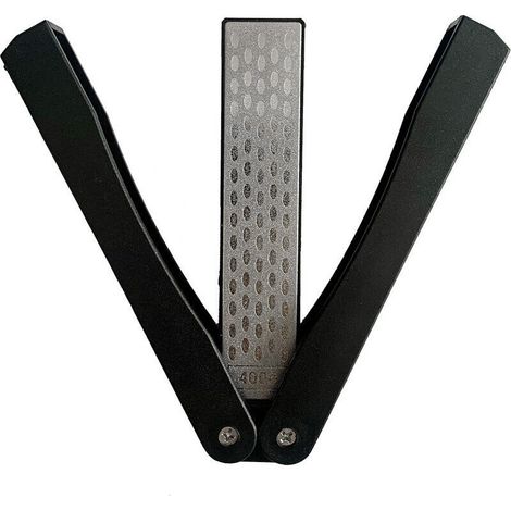 BR-Vie Diamant-Messerschärfer, doppelseitiger Messerschärfer, Diamant-Schärfstein, faltbar, Taschenformat, Körnung 400/600, faltbares Schärfwerkzeug für Outdoor-Aktivitäten wie Camping und Küche (1/5)