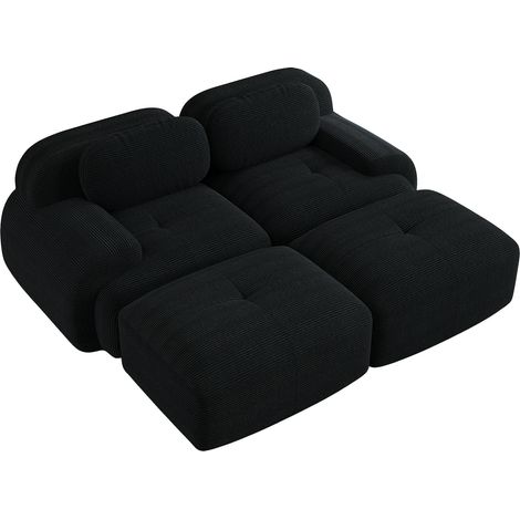 CHICFURN Sofá modular 208x178x70 cm de tejido negro, sin montaje, para salón (1/5)