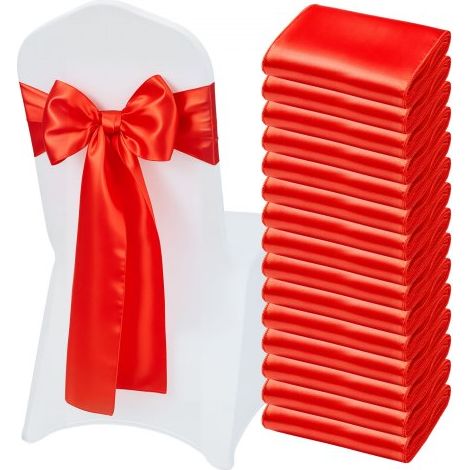 Nœud de Chaise en Satin Luxueux Rouge Lot de 50 Pièces (1/5)