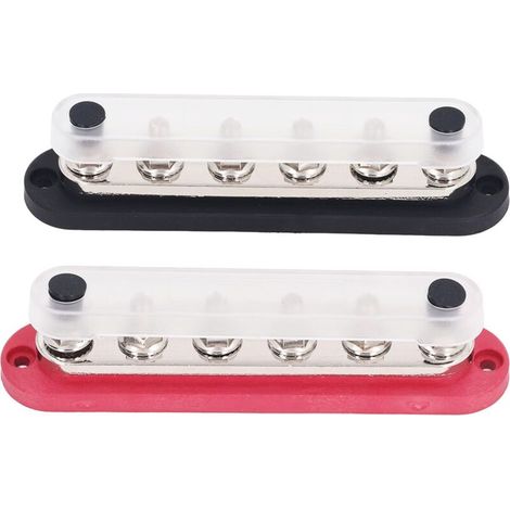 Blocco di distribuzione dell'alimentazione in ottone M8 300A 12-48V da 2 pezzi, morsetto a barra in acciaio inossidabile per auto, barca, marina (1/4)