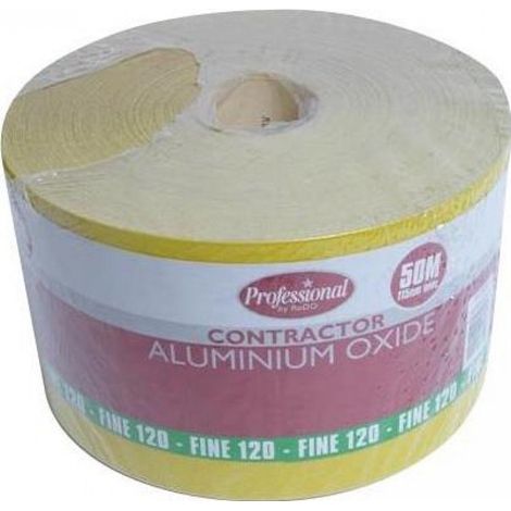 ProDec 50m Rotolo 120 Grana fine Giallo Ossido di alluminio Carta abrasiva per la levigatura di legno, vernice, gesso, stucco, metallo e altro, larghezza 115mm Carta abrasiva (1/2)