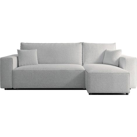Selsey Scarlo - Ecksofa mit Schlaffunktion, Stauraum und Bouclé-Bezug, hellgrau (1/5)