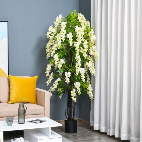 Plante artificielle glycine blanche en pot 165 cm plastique OKMYHOME (1/5)