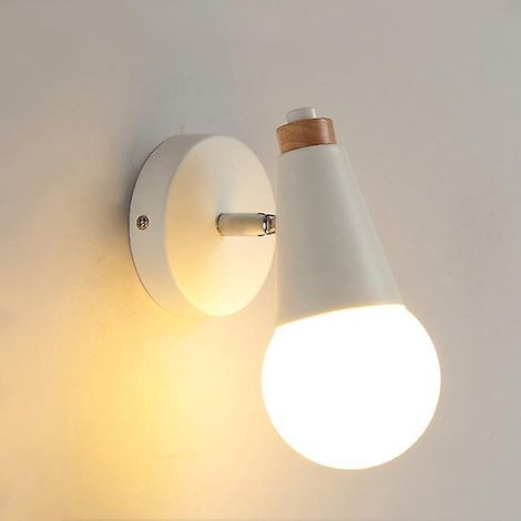 (1 Pices-blanc) Applique Murale Intrieur Vintage Lampe Murale 360 Rotative Lampe De Mur Bois E27 Appliques Pour Chambre  Coucher, Cuisine, Restaur (1/5)