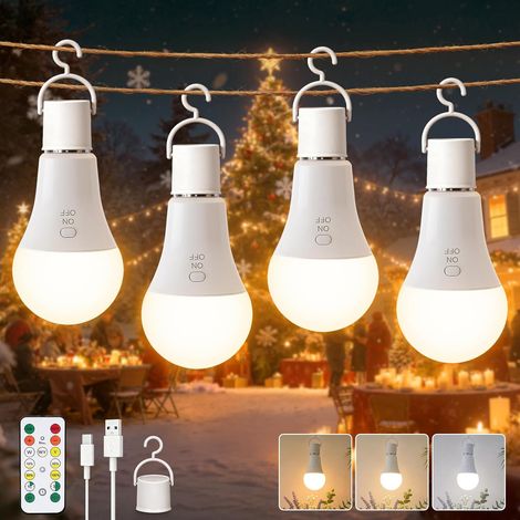 Lot de 4 Ampoules Rechargeables E27, Contrôle des Boutons (1/5)