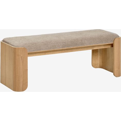 SKLUM Bank aus Kautschukholz und Furnier Lofren &x2194&xFE0E 120 cm Braun Natur