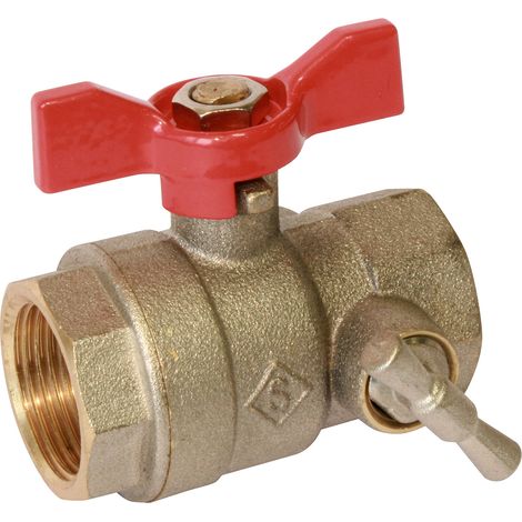 Vanne à sphère PN30 Passage intégral ACS Papillon rouge F/F à purge 1/2'(15x21) SOMATHERM (1/7)