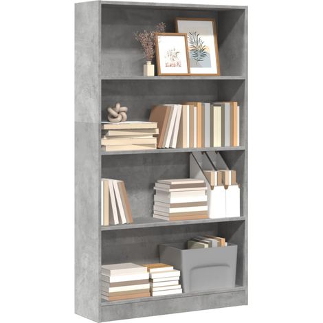 Bookcase Concrete Grey 80x24x143 cm Engineered Wood vidaXL