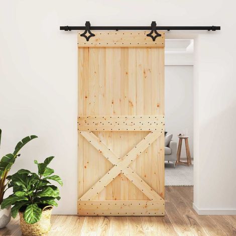 vidaXL Porta scorrevole Naturale e Nero 100 x 210 cm