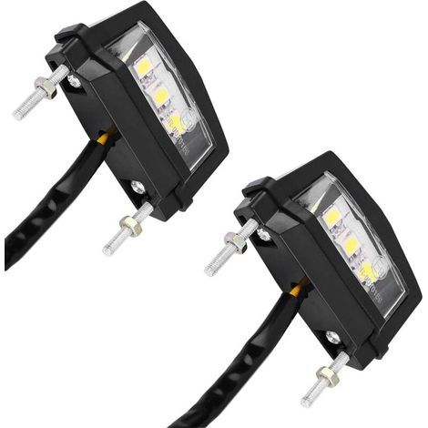 Feu de Plaque d'Immatriculation 12V Universel Feu de Plaque d'Immatriculation LED Moto Feu de Plaque d'Immatriculation Arrière Blanc (2 Pcs) (1/4)