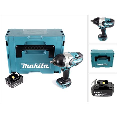 Avvitatore a impulsi a batteria Makita DTW 1002 M1J 1/2" 18V 1000Nm brushless + 1x batteria ricaricabile 4.0Ah + Makpac - senza caricabatterie