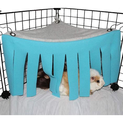 Lot de 2 Tipi Suspendu pour Hamster, Hamac Abri pour Petit Animal, Nid Caché pour Cage, Accessoire Repos pour Cochon d'Inde Chinchilla Hérisson Rat Écureuil Furet Lapin Nain (Bleu) (1/5)
