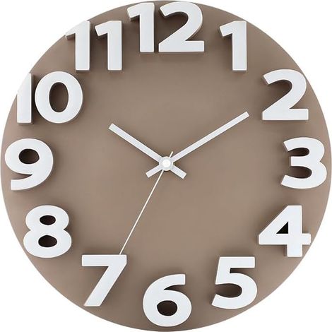 30 cm große 3D-Wanduhr aus Kunststoff – Geräuschlos – Kein Ticken – Grau – Wohnzimmer-/Wand-/Wohndekoration