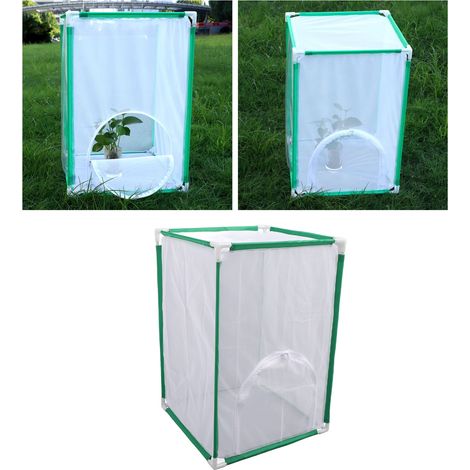 [Jaula de red] Jaula transparente para mariposas de 40x40x60 cm con tubos de fibra de vidrio y tela de malla para observación de plantas y decoración de exteriores. (1/5)