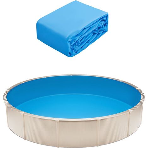 Liner de piscine rond 5,5 m, épaisseur standard, vinyle résistant, style à recouvrement, pour piscine hors sol hauteur 132 cm (1/5)