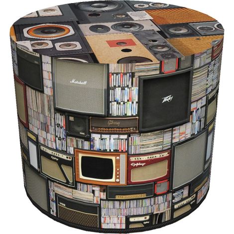 Dekorativer Pouf von Bertoni, Retro-Print – runder Pouf für Wohnzimmer und Flur, 40 cm Durchmesser, elegant, mit Reißverschluss, waschbar (1/5)