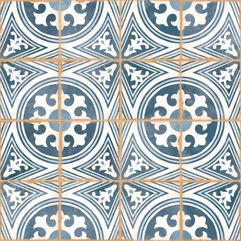 Carrelage effet Carreau ciment Azorel Bleu 12,3x12,3x0,87 cm Serano - Sol et mur intérieur (vendu par carton de 0,49 m²) - RO'MA CARRELAGE