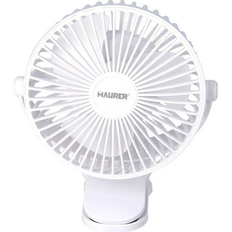 MAURER ventilador con clip sobremesa ø 15 cm. recargable , Ventilador Con Clip - Potencia: 4,5 Watt.- Diametro aspas: Ø 12 cm.- Medida base: 12,5x6 cm.- Ape (1/5)