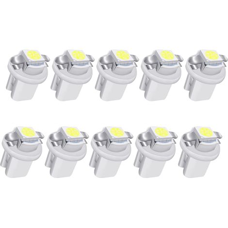 Lntyq 10pcs LED T5 Balnc Ampoules LED B8.5 Tableau de Bord Ampoules 1-5050-SMD pour Voiture Tableau de Bord Compteur de Vitesse Instrument Gauge Cluster Voyant (1/5)