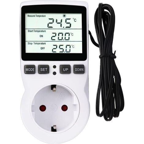 Digital Termostato Regulador de Temperatura Controlador Calefacción Refrigeración Termostato con Temporizador y Sonda para Reptiles, Incubadora, Invernadero,Acuicultura (EU) (1/5)