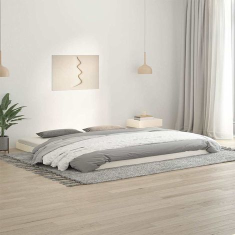 Estructura de cama sin colchón madera maciza blanca 200x200 cm (1/5)