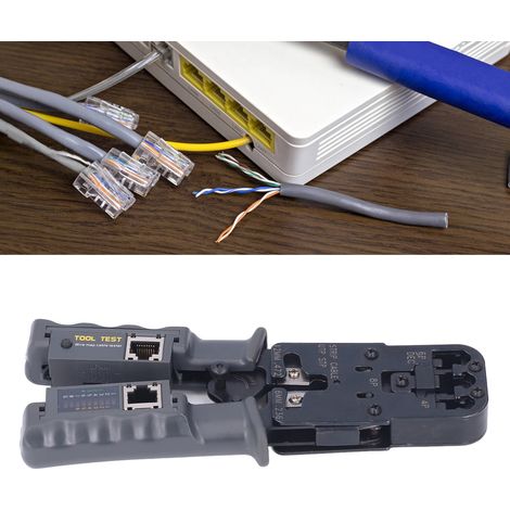 Outil de sertissage réseau de type engrenage, outil de sertissage trois-en-un 8P+6P+4P pour testeurs de réseau RJ45 et dénudeurs de fils. (1/5)