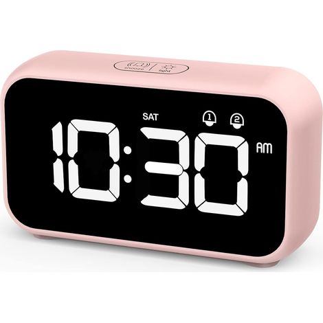 1 Réveil Numérique, Double Alarme, Fonction Snooze, Écran LED Miroir, Luminosité Réglable, Charge USB, Bureau Chambre (1/5)