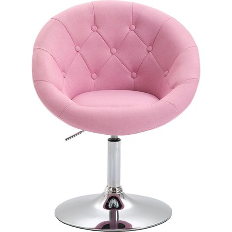 Svita – Fauteuil lounge rose pivotant – Fauteuil club capitonné en polyester – Hauteur réglable 43-54 cm – Design rétro pour salon