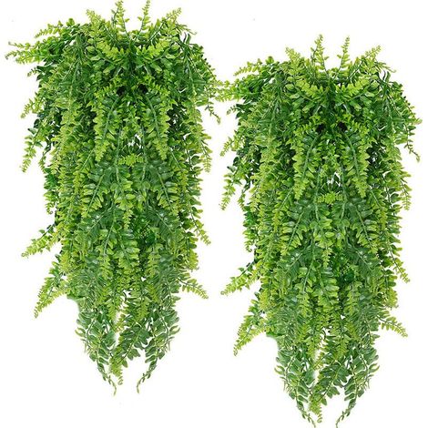 plantas artificiales de helecho de Boston, plantas artificiales colgantes para pared, decoración para bodas en el hogar y exteriores. (1/5)