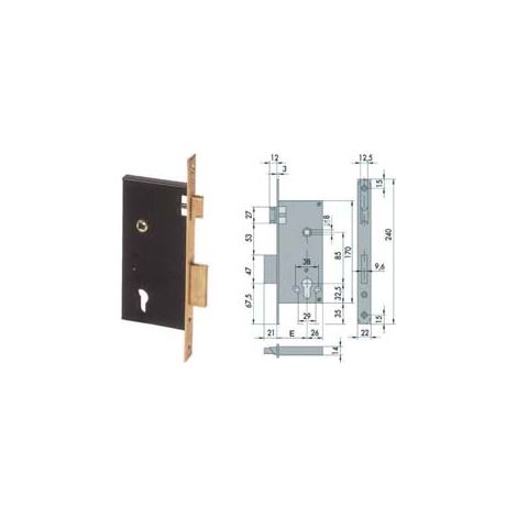 SERRATURA DA INFILARE A CILINDRO 2 MAND. BORDO QUADRO 5C110- - mm.70 (5C110700) - 1 pezzi CISA