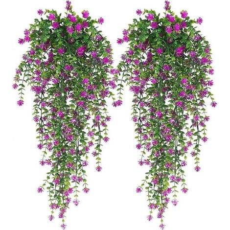 Lot de 2 plantes artificielles suspendues, guirlande végétale réaliste 76 cm, feuillage dense, anti UV, décoration murale, jardin, balcon, intérieur et extérieur, sans entretien (1/5)