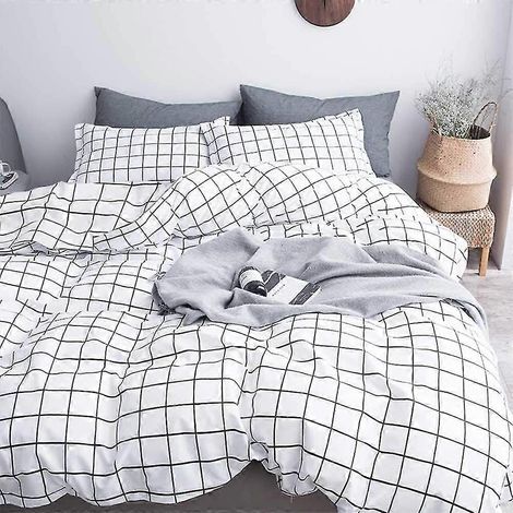 Parure de lit 2 pièces pour lit simple - Housse de couette en microfibre unie 68 x 90 cm avec fermeture éclair et attaches (1/5)