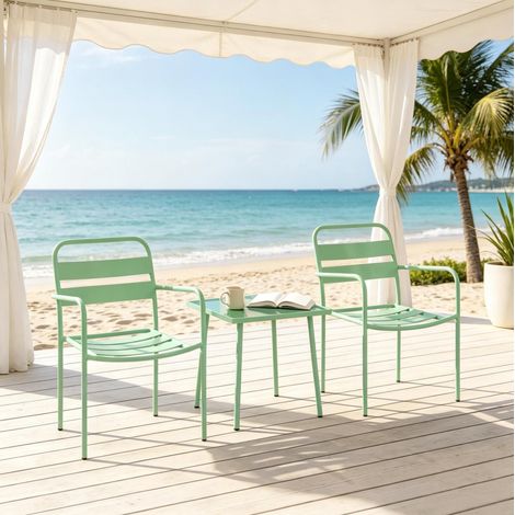 Moderner Gartenmöbel-Set,Outdoor-Sitzgruppe mit zwei Armlehnenstühlen und quadratischem Tisch,Kompaktes Lounge-Set(nur mit 2pcs Stühle,1pcs Tabelle) (1/4)