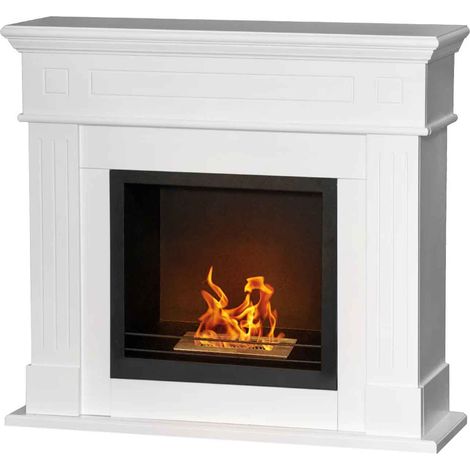 Cambridge - Bioethanol-Holzboden-Kamin 110x37xH102 cm, weiß