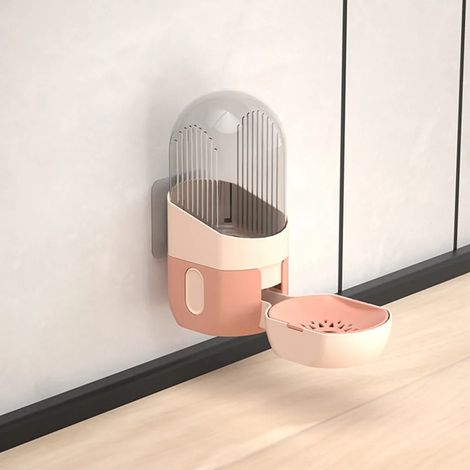Filiyano-Distributeur d'eau suspendu 1000 ml pour cage d'animal, fontaine à eau automatique pour chats et chiens, abreuvoir, gamelle, rose (1/5)